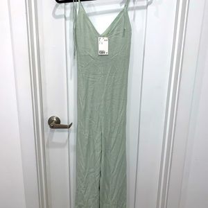 H and m tie strap wide leg romper mint